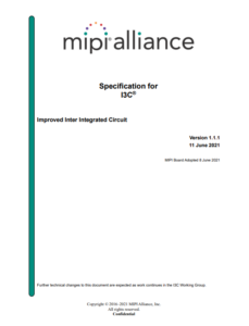 MIPI Alliance logo at the top of the page. Specification for I3C - Improved Inter Integrated Circuit